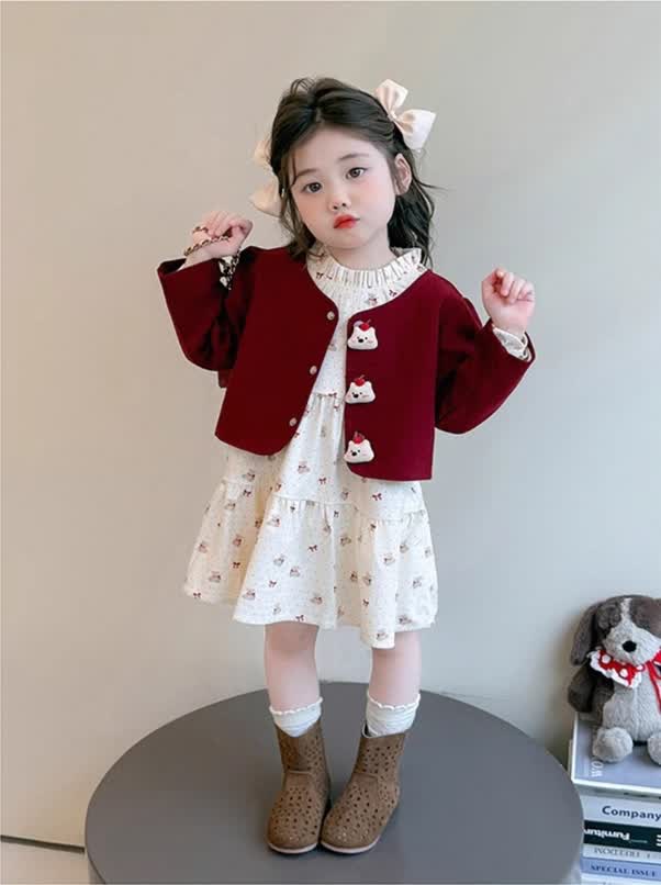 Bear bow  dress 2pcs