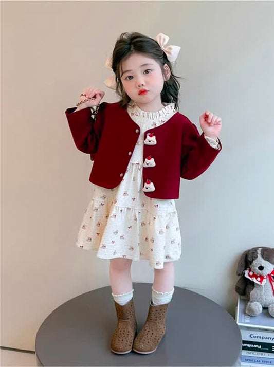 Bear bow  dress 2pcs