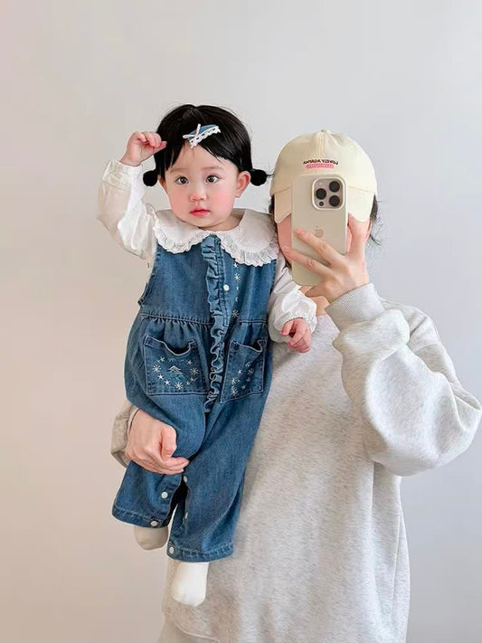 Snow denim jumpsuit 2pcs