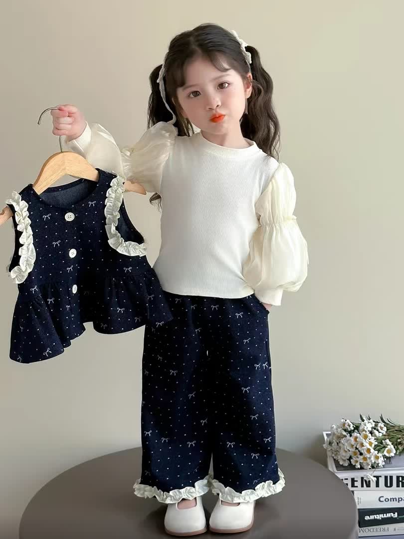 Bow puff sleeve set 3pcs