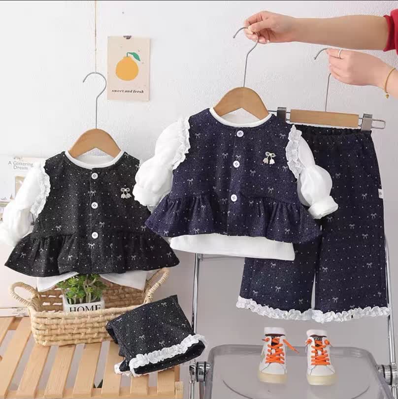 Bow puff sleeve set 3pcs