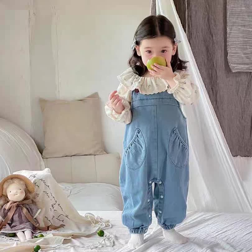 Lavender denim jumpsuit 2pcs