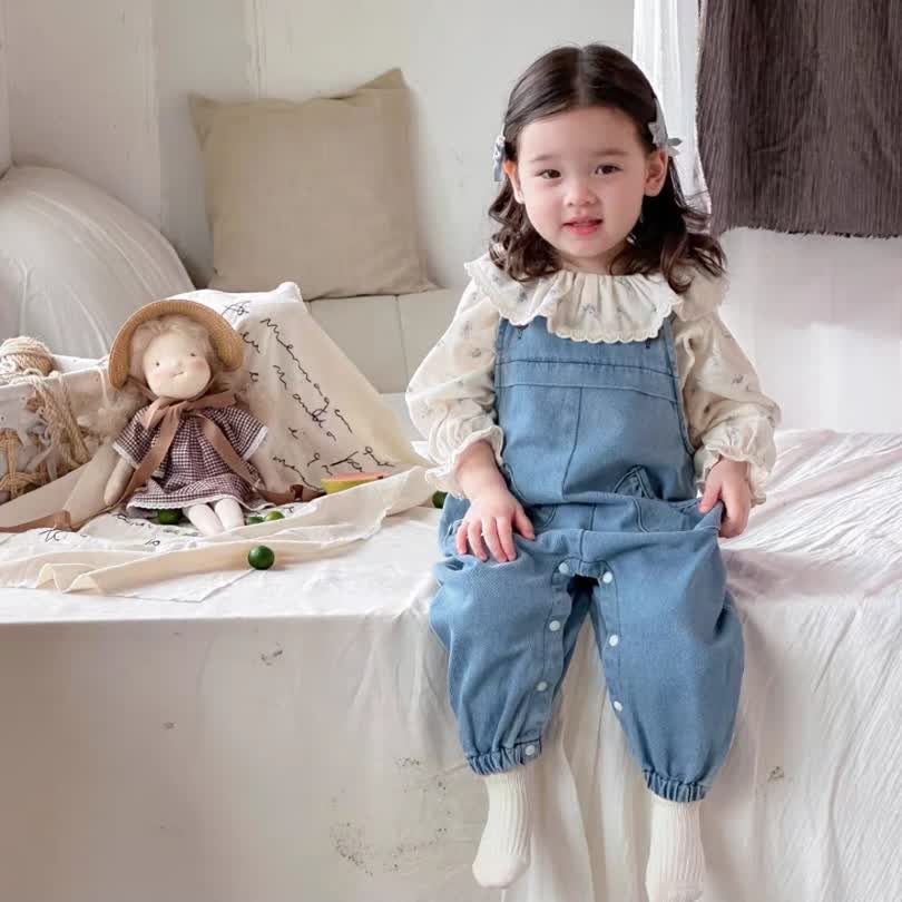 Lavender denim jumpsuit 2pcs