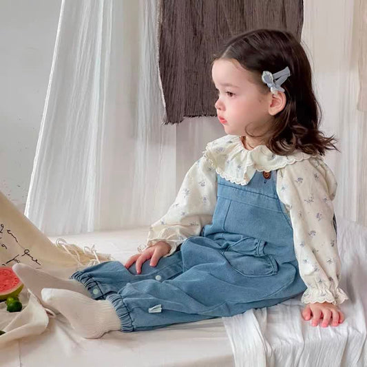 Lavender denim jumpsuit 2pcs