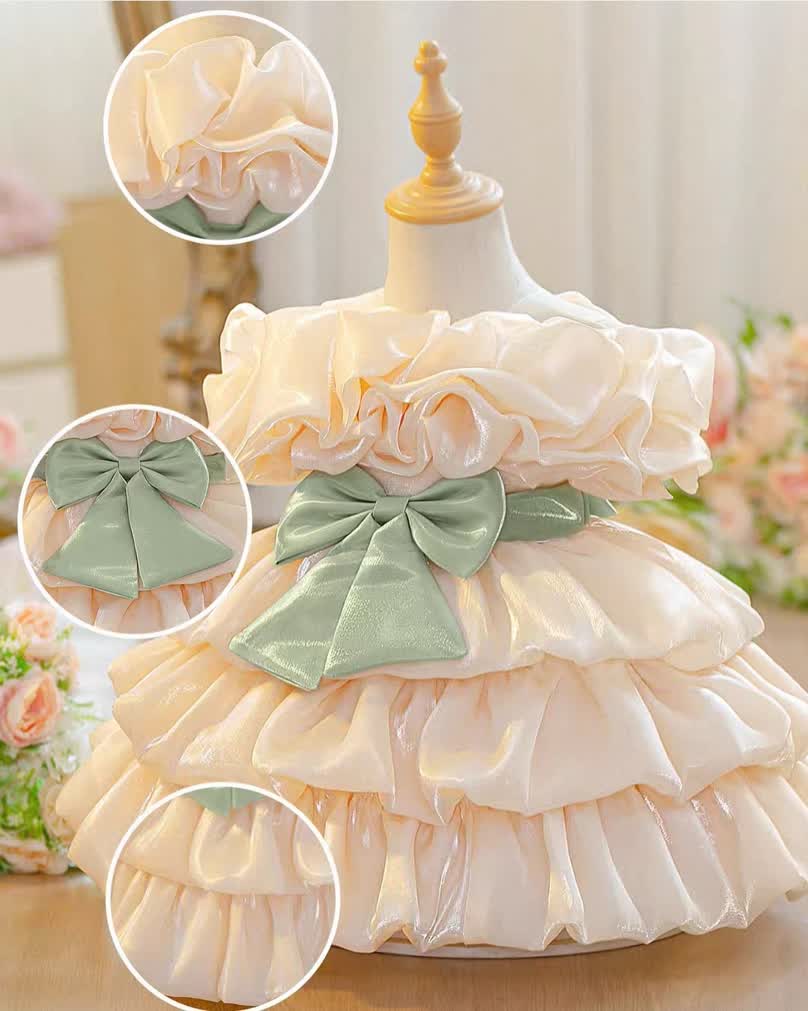Bow wedding shiny dress