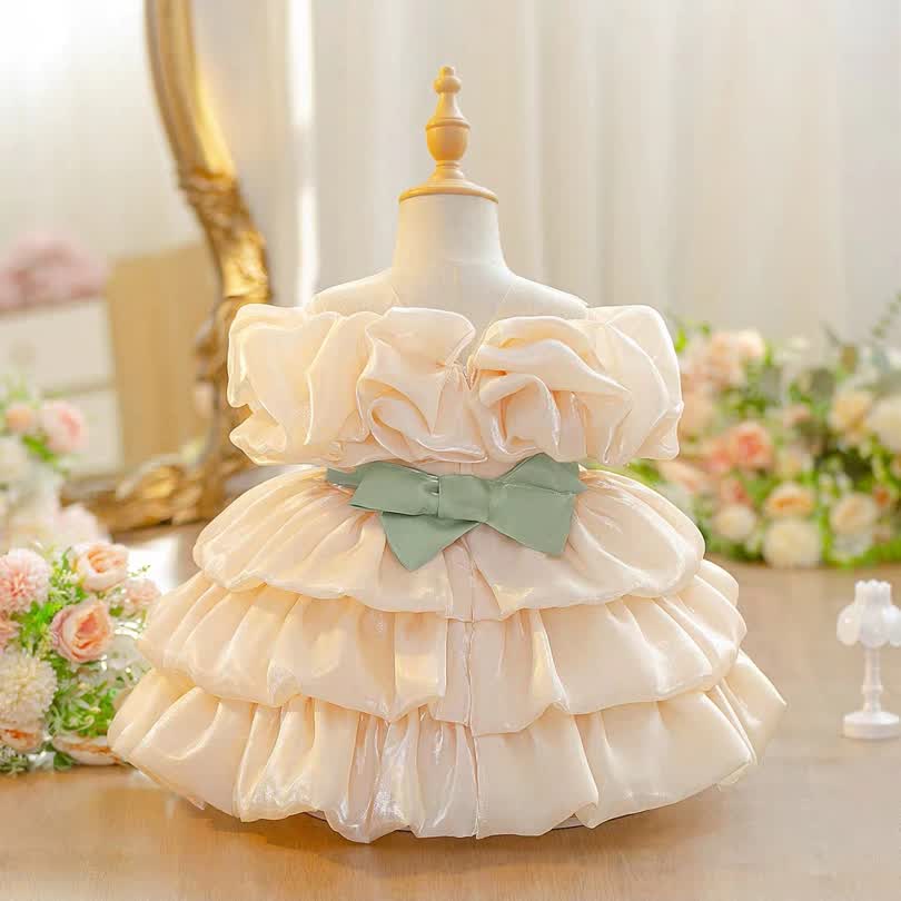 Bow wedding shiny dress