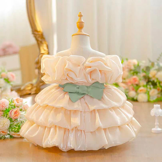 Bow wedding shiny dress