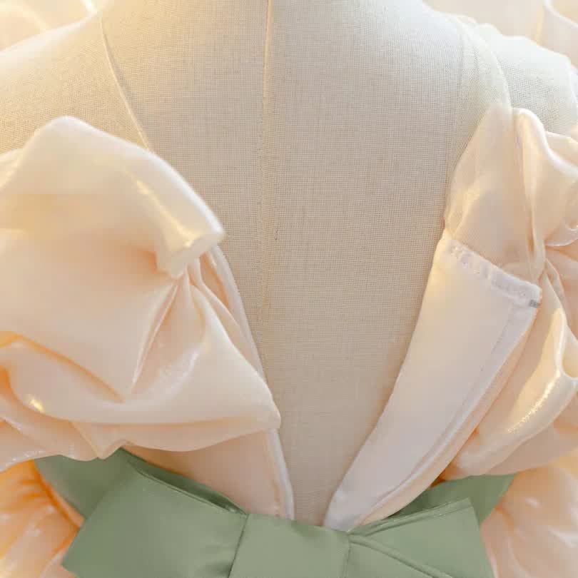 Bow wedding shiny dress