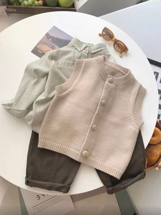 Vest stripped wool set 3pcs