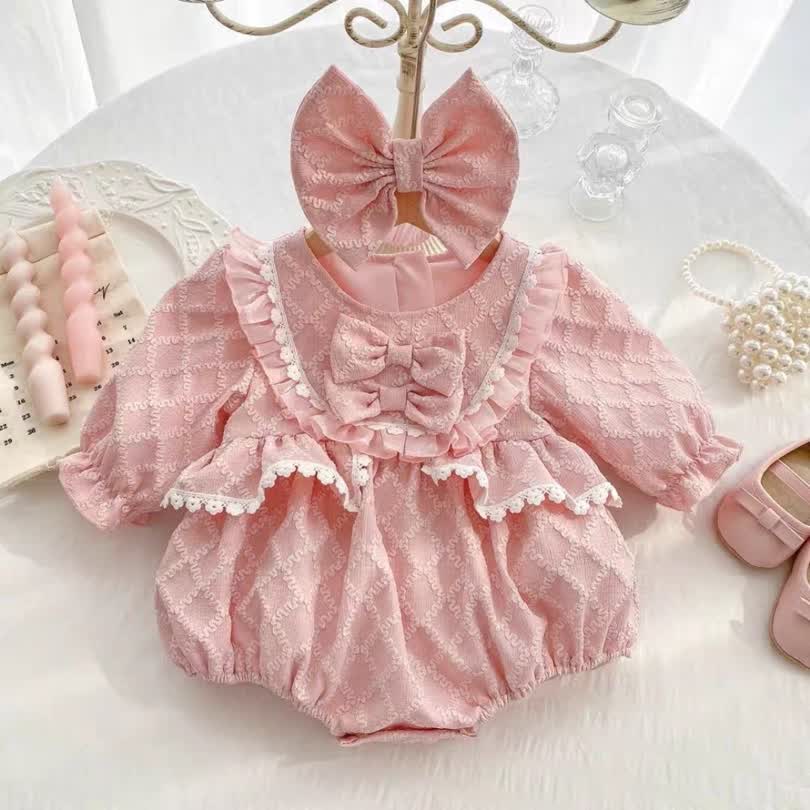Bow unique romper 2pcs