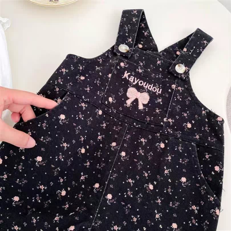 Bow denim jumpsuit 2pcs
