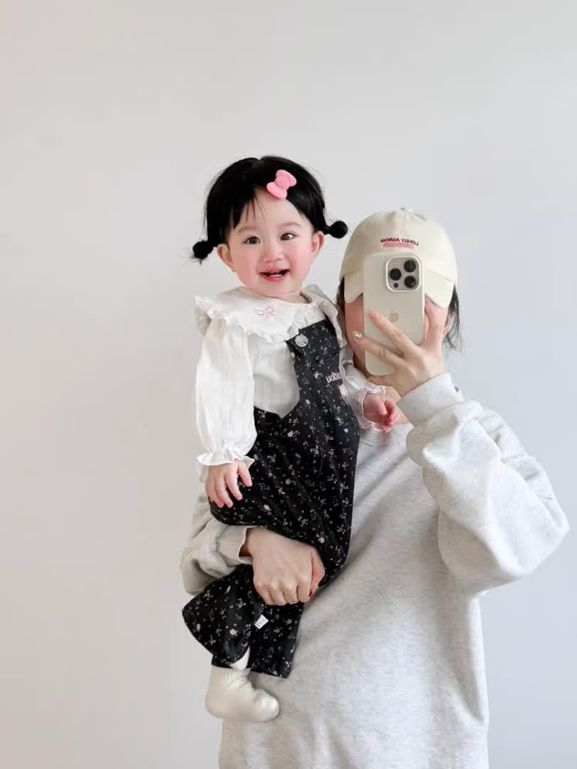 Bow denim jumpsuit 2pcs
