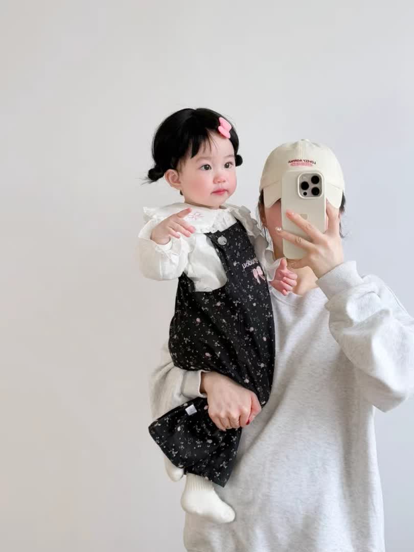 Bow denim jumpsuit 2pcs