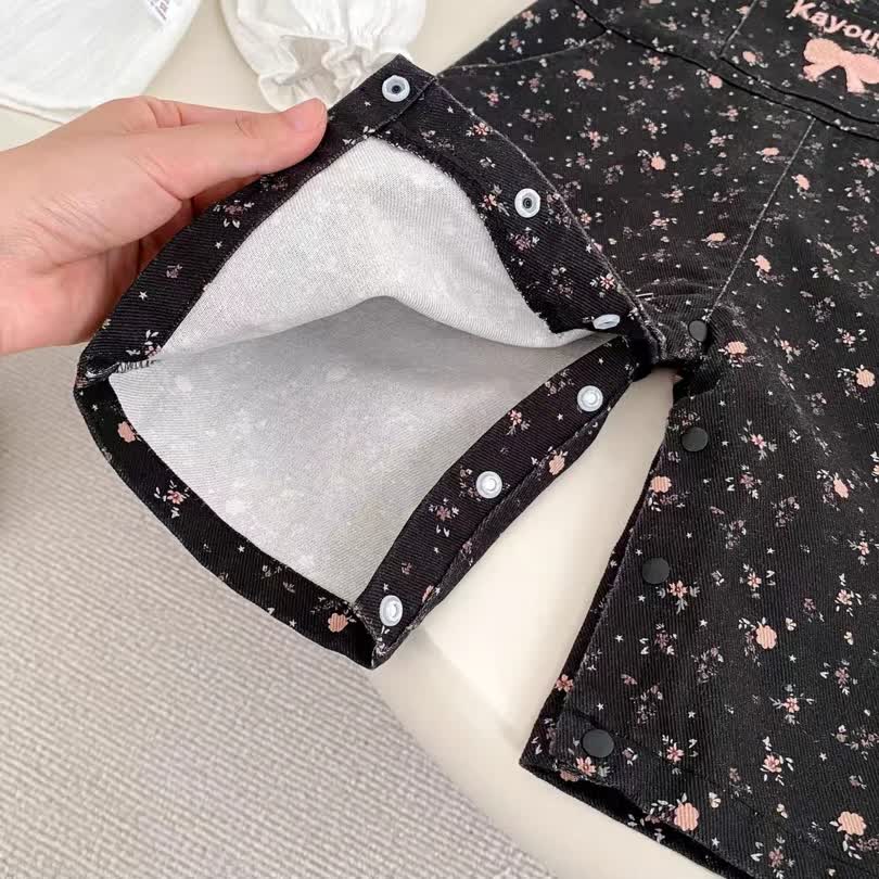 Bow denim jumpsuit 2pcs