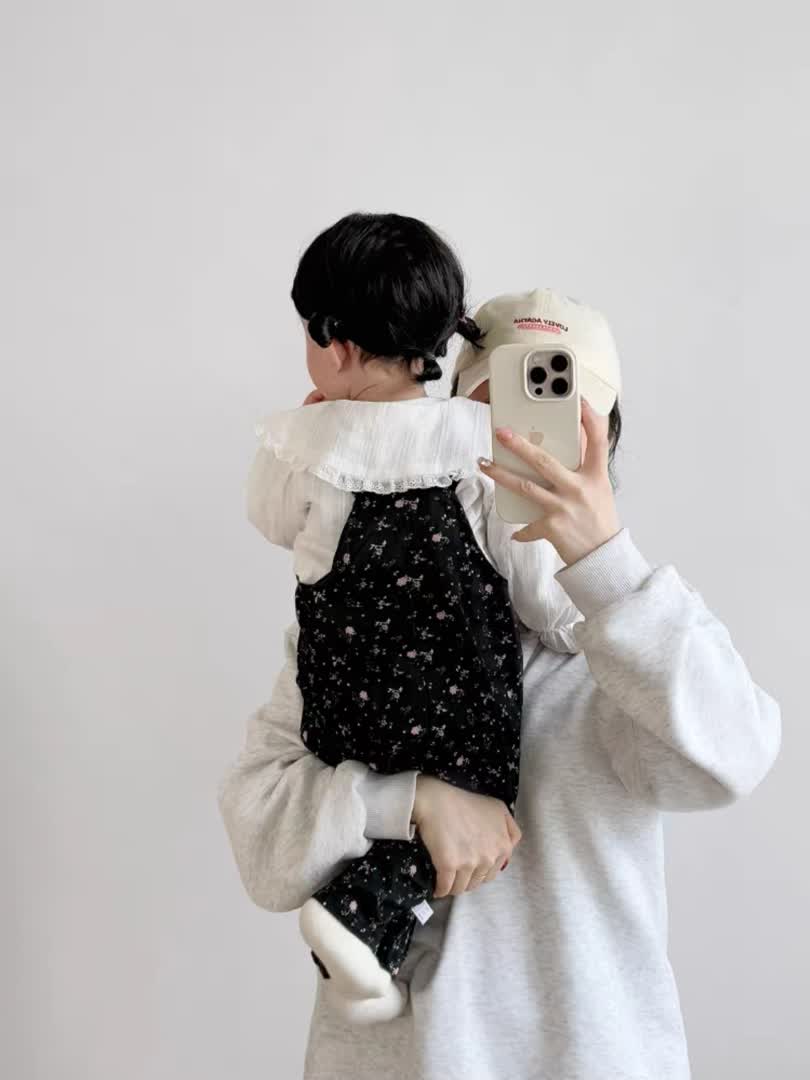 Bow denim jumpsuit 2pcs