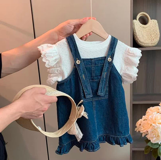 Fashion denim jumpsuit 2pcs