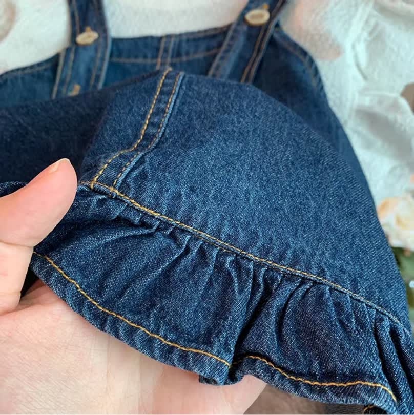 Fashion denim jumpsuit 2pcs