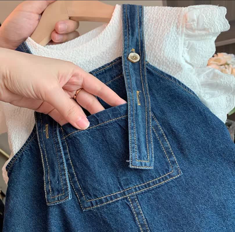 Fashion denim jumpsuit 2pcs