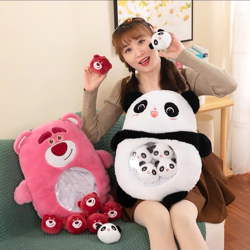 Hug pillow & Mini panda dolls 7pcs
