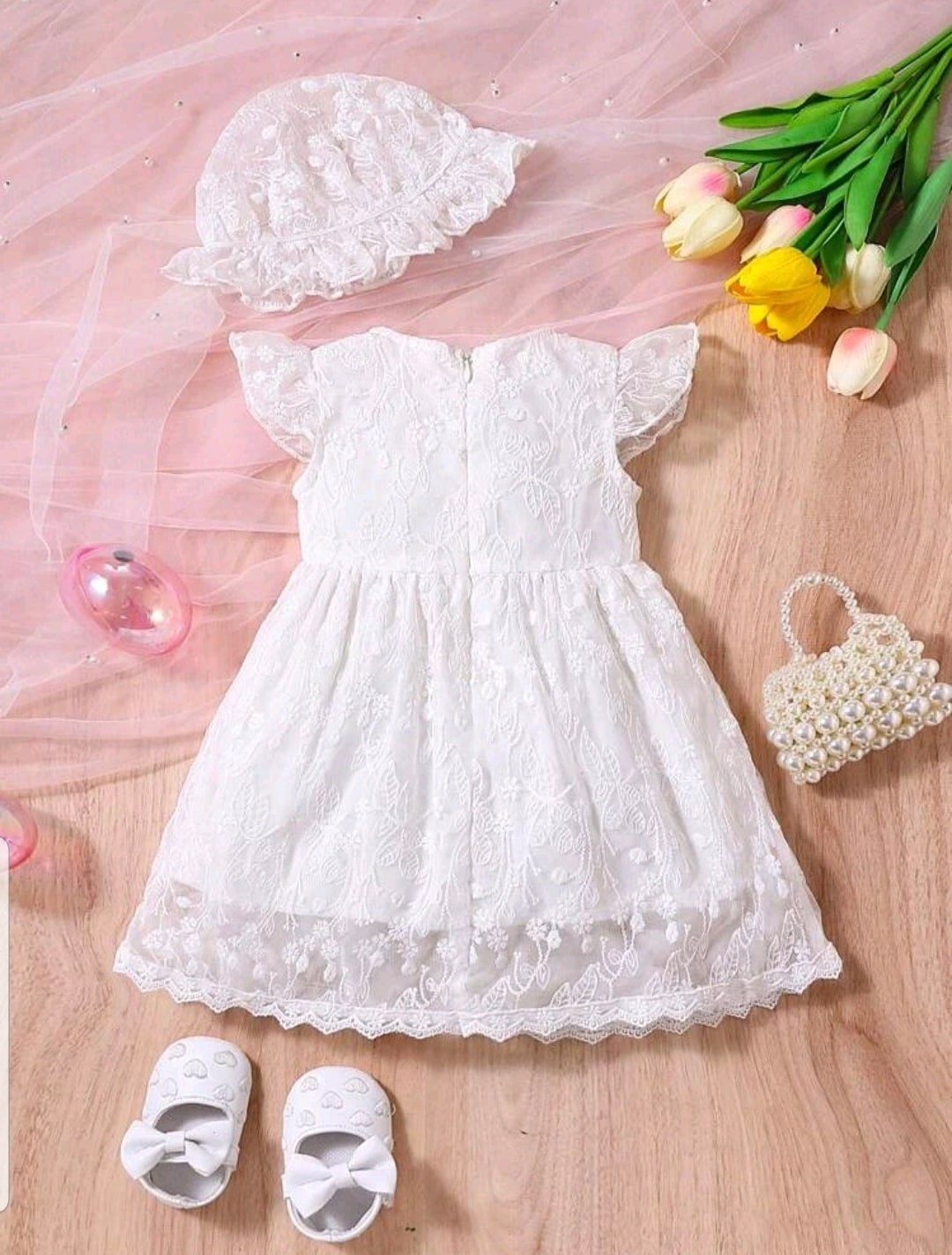 Ruffle dress with hat 2pcs