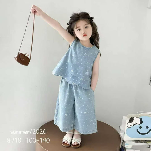 Bow denim set 2pcs