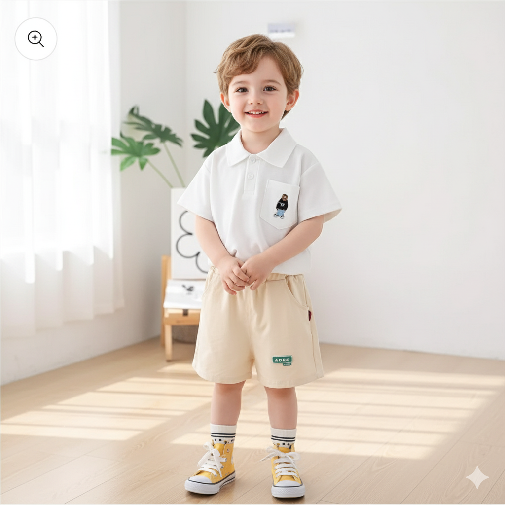 W bear short set 2pcs