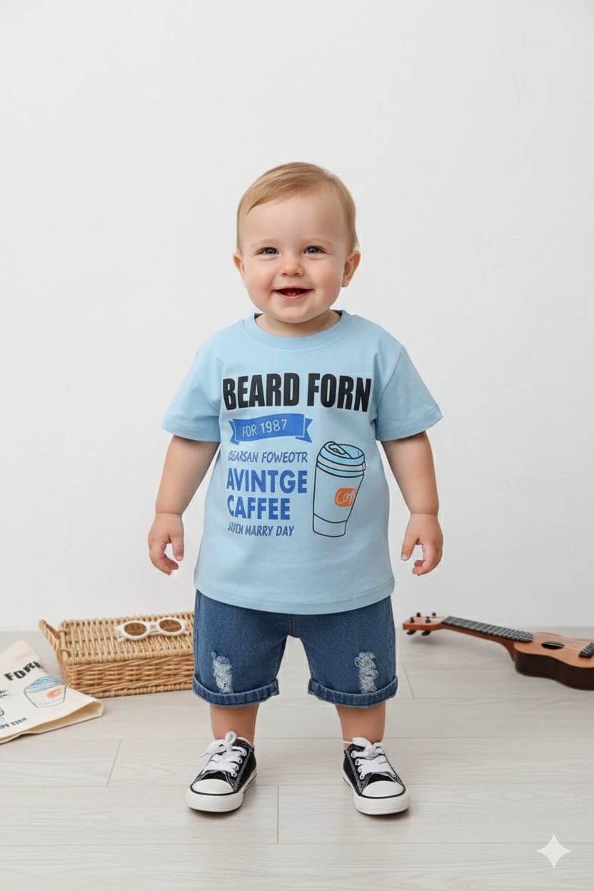 1987 short denim set 2pcs