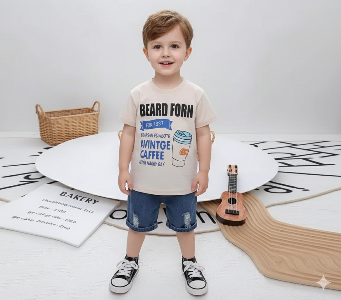 1987 short denim set 2pcs