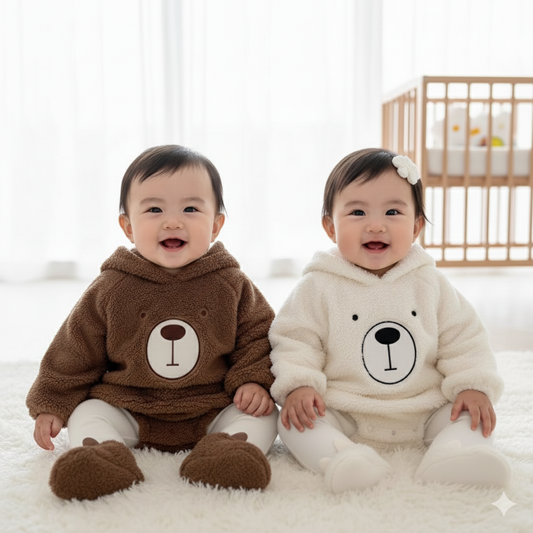 Bear print bodysuit 2pcs..
