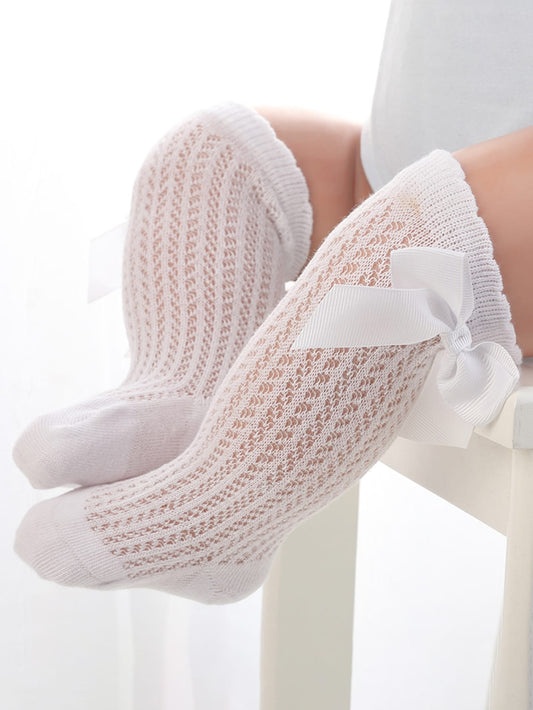 Bow decor knee sock