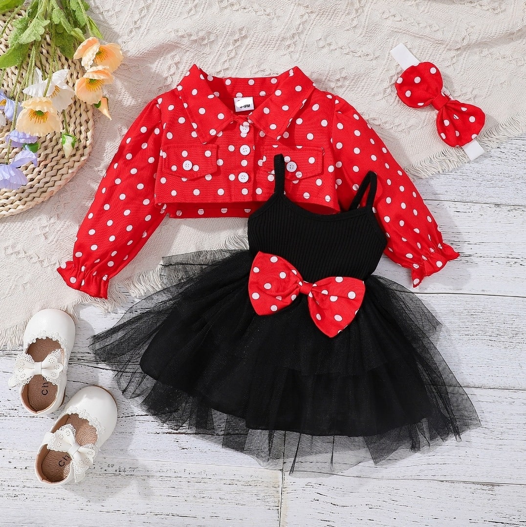 Splaced polka dress 3pcs