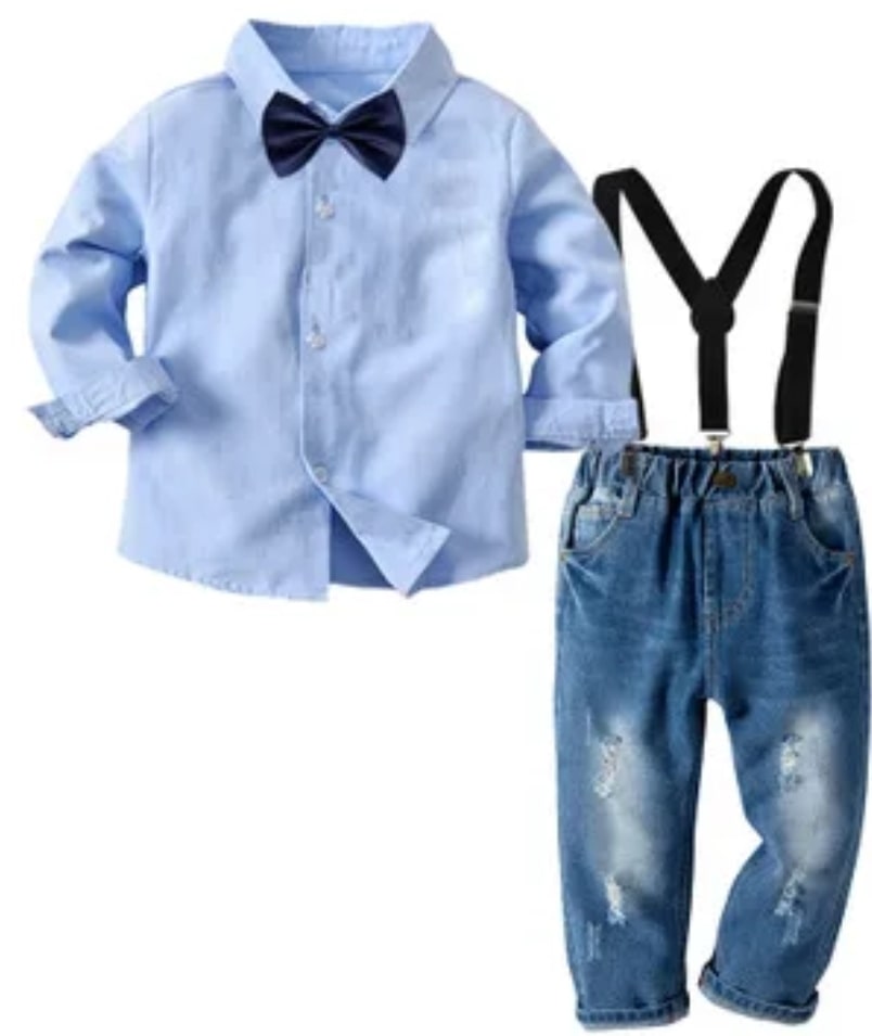 Denim overall set 3pcs