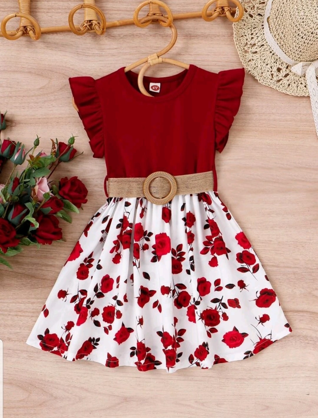 Floral print dress 2pcs