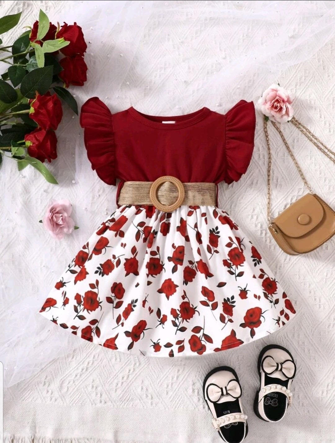 Floral print dress 2pcs