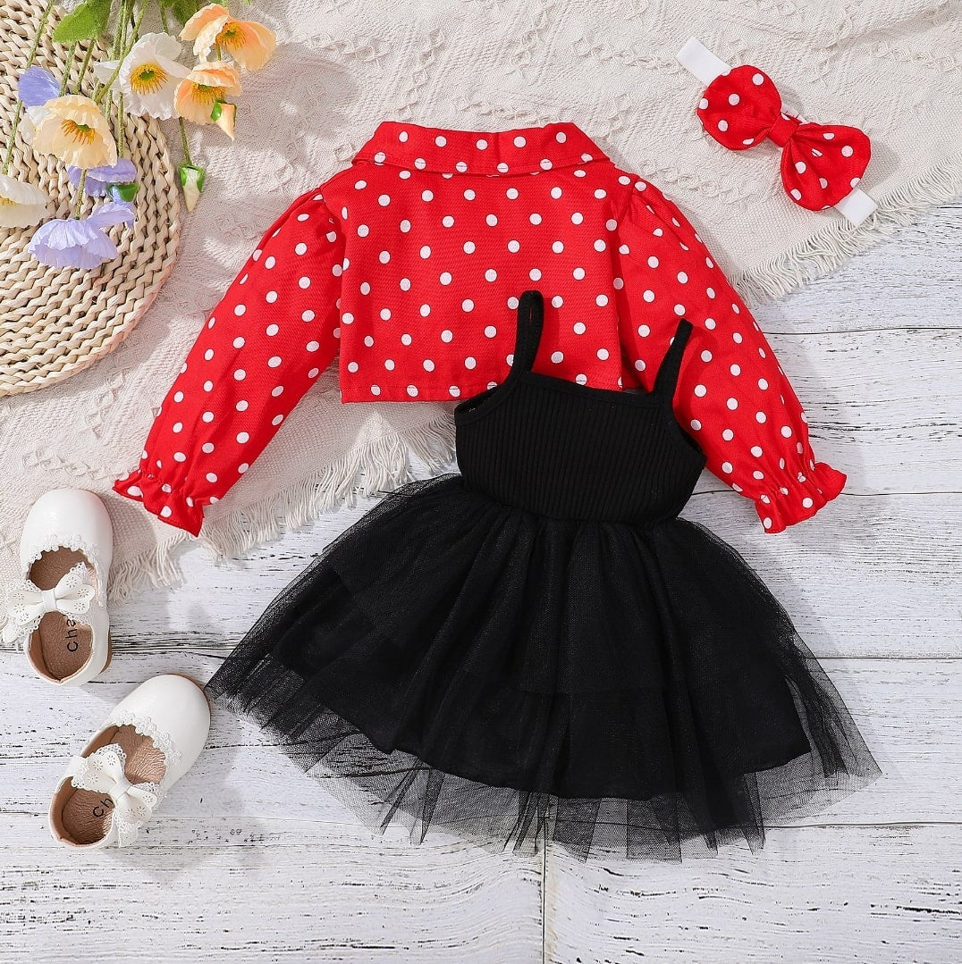 Splaced polka dress 3pcs