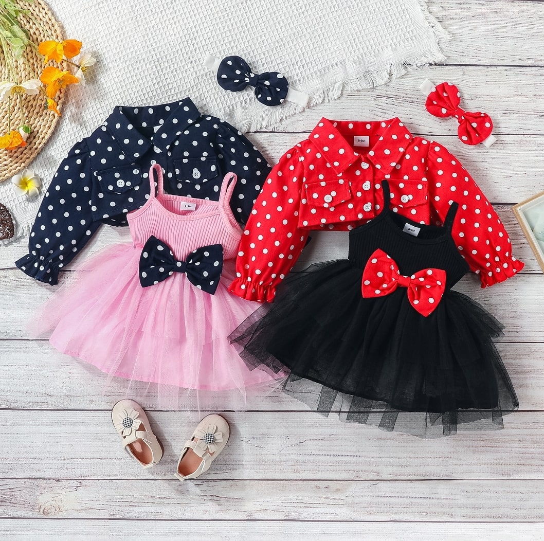 Splaced polka dress 3pcs